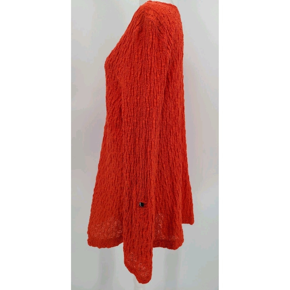 Ali Miles Asymmetrical Boho Lagenlook Tunic Top L Women Red Crinkle Textured - Picture 4 of 12